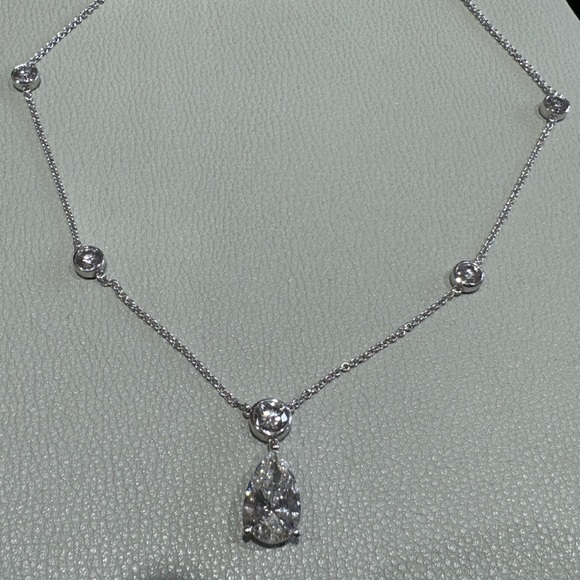 Lab Diamond Pear Shaped Pendant Necklace. 8.71 CTW - Picture 5 of 9